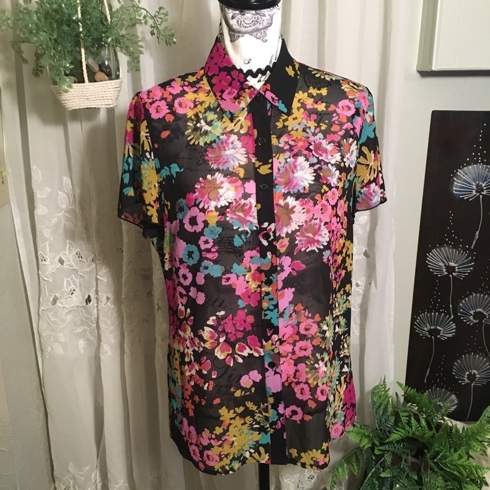 Coldwater Creek sheer floral blouse